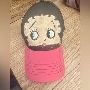 BETTY BOOP BALLCAP. Officially Licensed Pink Kiss Hat. Adjustable Backing